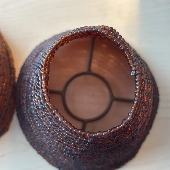 2 bronze candle holders with beaded shades. From Pier 1. - Picture 7 of 7